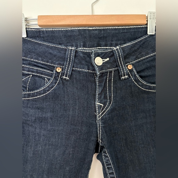True Religion Dark Indigo Straight Leg Jeans Size 28 Y2K Vintage - Picture 5 of 10
